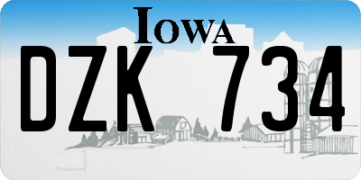 IA license plate DZK734