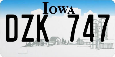 IA license plate DZK747