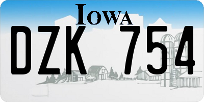 IA license plate DZK754