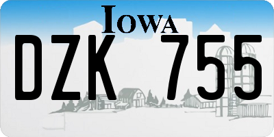 IA license plate DZK755