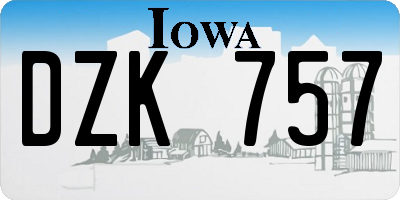 IA license plate DZK757