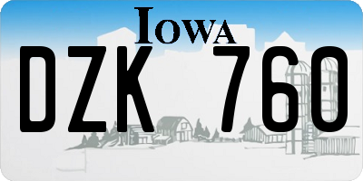 IA license plate DZK760