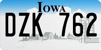 IA license plate DZK762