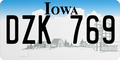 IA license plate DZK769