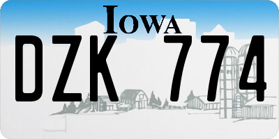 IA license plate DZK774