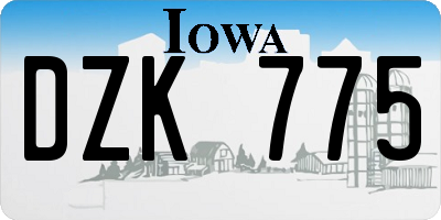 IA license plate DZK775