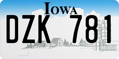 IA license plate DZK781