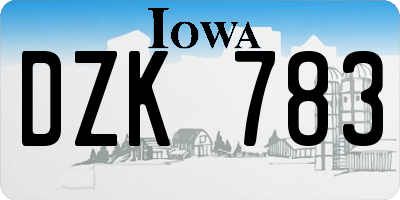 IA license plate DZK783