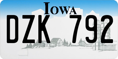 IA license plate DZK792