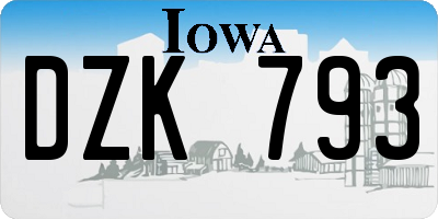 IA license plate DZK793