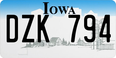 IA license plate DZK794