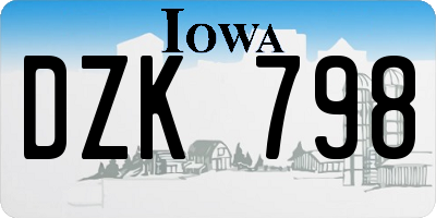 IA license plate DZK798