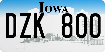 IA license plate DZK800