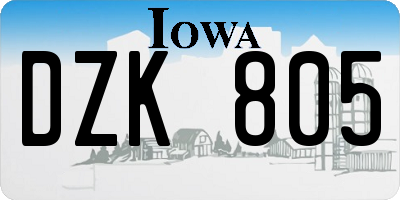 IA license plate DZK805