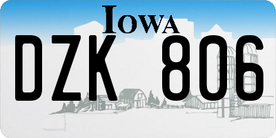 IA license plate DZK806