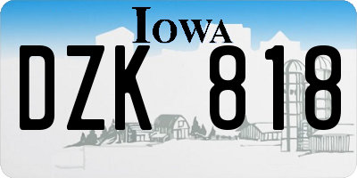 IA license plate DZK818