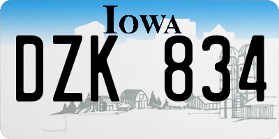 IA license plate DZK834