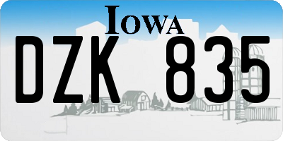 IA license plate DZK835