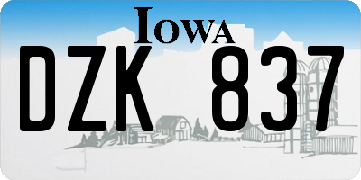 IA license plate DZK837