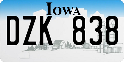 IA license plate DZK838