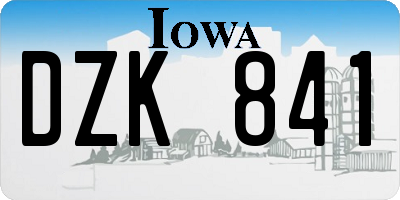 IA license plate DZK841