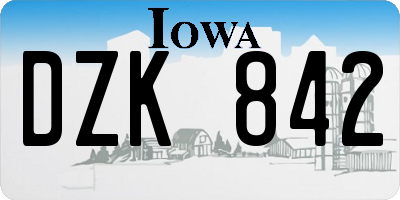 IA license plate DZK842