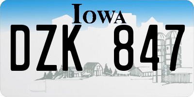 IA license plate DZK847