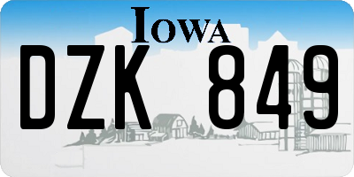IA license plate DZK849
