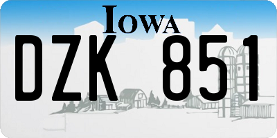 IA license plate DZK851