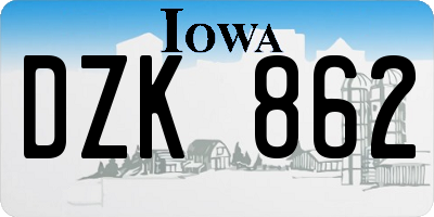 IA license plate DZK862