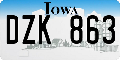 IA license plate DZK863