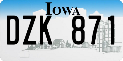 IA license plate DZK871