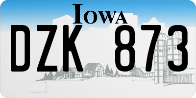 IA license plate DZK873