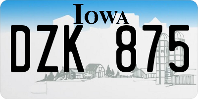 IA license plate DZK875