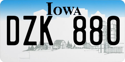 IA license plate DZK880