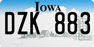 IA license plate DZK883