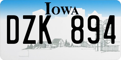 IA license plate DZK894