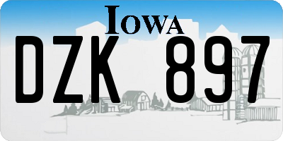 IA license plate DZK897