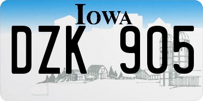 IA license plate DZK905