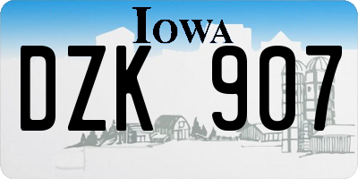 IA license plate DZK907