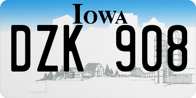 IA license plate DZK908