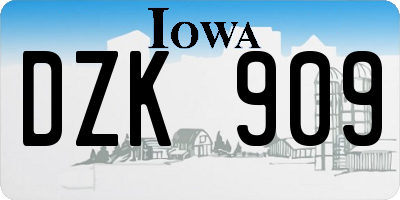 IA license plate DZK909