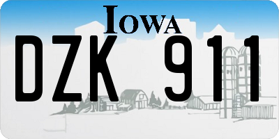 IA license plate DZK911