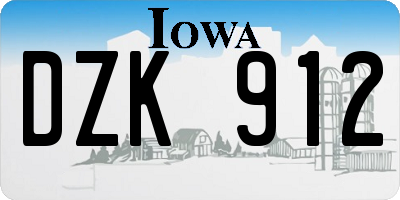 IA license plate DZK912
