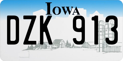 IA license plate DZK913