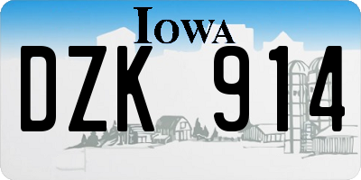 IA license plate DZK914