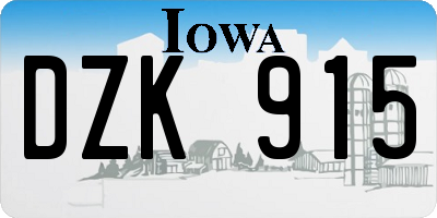 IA license plate DZK915