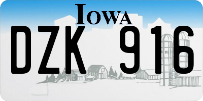 IA license plate DZK916