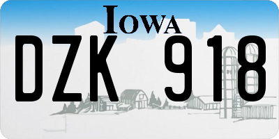 IA license plate DZK918