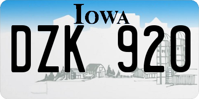 IA license plate DZK920